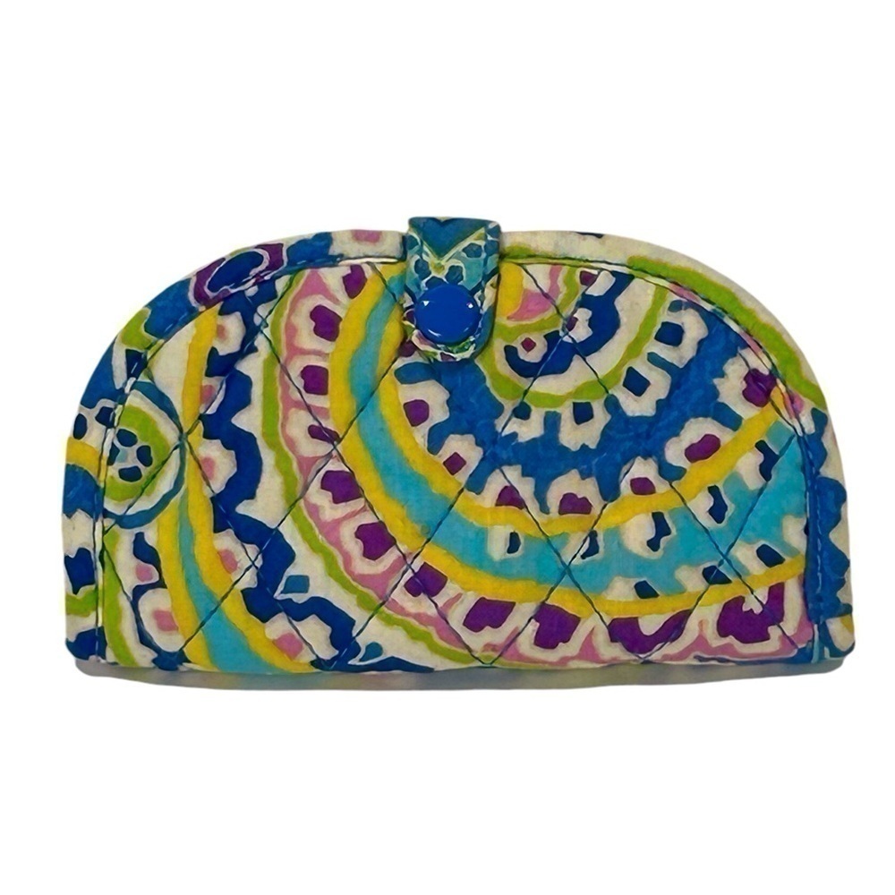 Vera Bradley Mini Jewelry Roll Capri Blue Blue/Yellow/Purple EUC